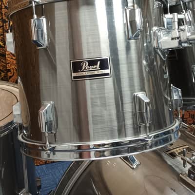 1990s Pearl Export Shell Pack in Brushed Steel – 22″,12″,13″ & 16″ image 7