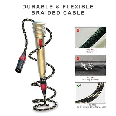 XLR Cables, XLR Microphone Cables 10ft 6 Packs Nylon Braided, Balanced XLR Speaker Cable 3-Pin Male to Female Mic Cable for Microphones, Mixer and Speaker Systems image 4