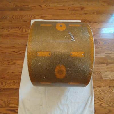 Rogers Vintage holiday series 20 x 14 bass drum shell, gold sparkle Cleveland tag! image 4