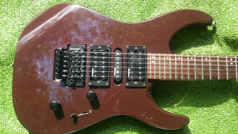 Jackson Model PS4 MIJ JAPAN PERFORMER VINTAGE 90s Floyd Rose 24 Frets Reverse Headstock 1990s Factory Original Burgundy Purple Brown Mist Finish image 1