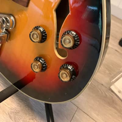 1960s Fujigen Fiama Hollow Body 3 Pickup Sunburst image 3