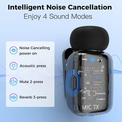 Wireless Lavalier Microphone for iPhone&Android,Mini Lapel Micophone with 33H Battery,325ft,Noise Reduction,USB-C/Lightning Plug,Clip on Mic for Video Recording,Vlog,Podcast,TikTok,YouTube image 2
