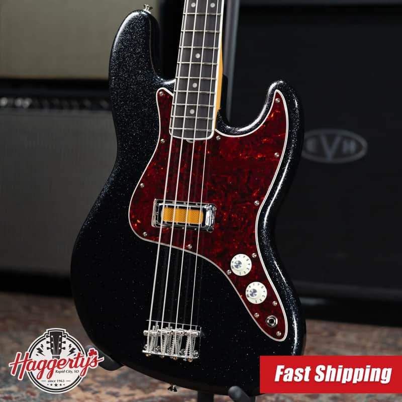 Fender Limited Edition Gold Foil Series Jazz Bass - Black Sparkle with Gig Bag image 1