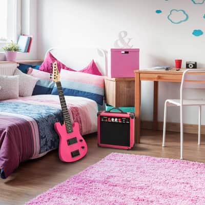 LyxPro Beginner CS 30” Electric Guitar & Electric Guitar Accessories, Pink image 7