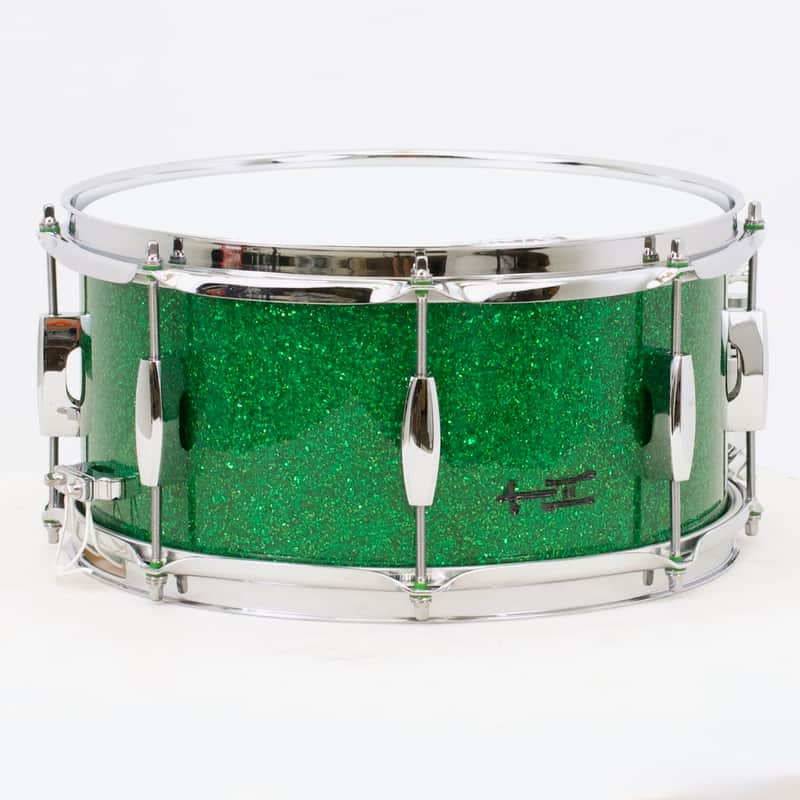 TreeHouse Custom Drums 6½x13 8-ply Maple Snare Drum - Green Glass Glitter image 1