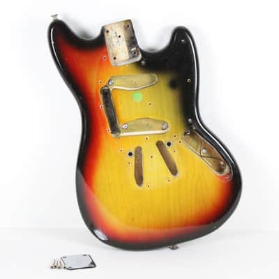 1977 Vintage Fender Mustang Ash BODY Factory Sunburst USA 1970s w/Original Neck Plate image 1