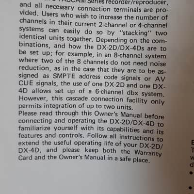 Tascam Operation/Maintenance Manual for Tascam 58 8-Track Recorder/Reproducer AND DX-2D/DX-4D DBX ma image 13