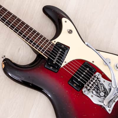 1964 Mosrite Ventures Model Vintage Guitar Red Sunburst w/ Vibramute, Case image 7