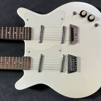1993 Danelectro 6 / 12 Double Neck Solidbody Electric White Sparkle with case image 3