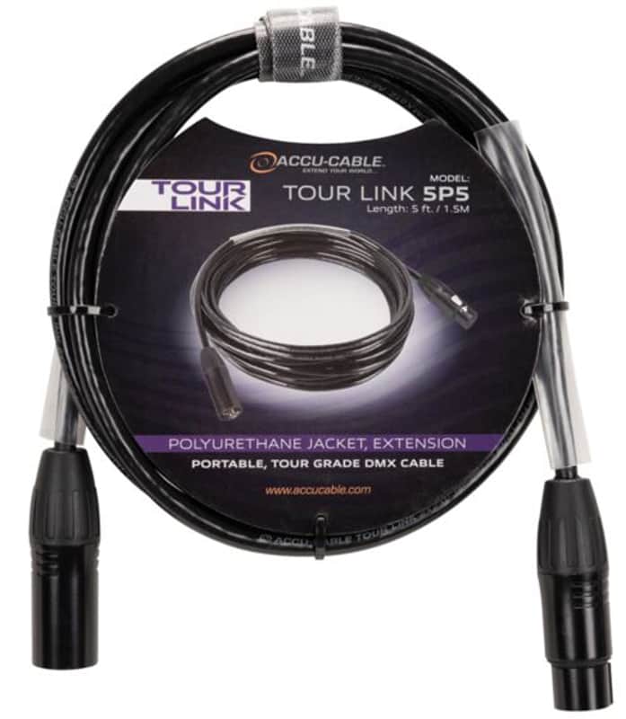 Accu-Cable TOUR LINK 5P5 5 Foot 5-Pin Male To Female DMX Lighting Cable ADJ image 1