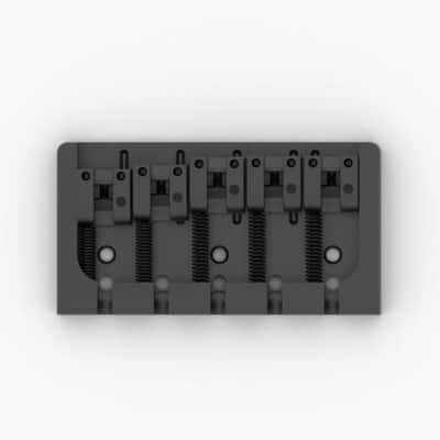 Hipshot 5-String A-Style Aluminum Bass Bridge, .728" String Spacing - BLACK image 2