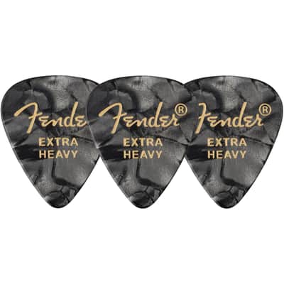 Fender Premium Celluloid 351 Shape Guitar Picks, Extra Heavy, Black Moto, 12-Pack image 2