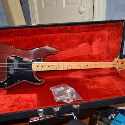 vintage 1970's fender precision bass guitar, has been modded. image 1