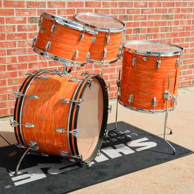 Vintage 70's Ludwig Mod Orange Hollywood Kit, 3ply Shells, B/O Badge image 17