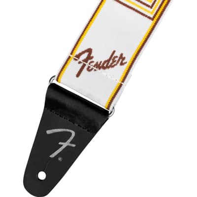 Fender WeighLess Monogram Strap White/Brown/Yellow - Strap for Guitars image 2