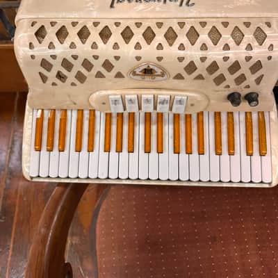 Vintage Universal 120-Bass Piano Accordion - Amber Glitter Keys - Made in Italy image 4