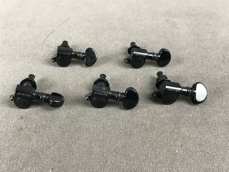 2000's Era Grover USA Mini Rotomatic Black Guitar 5 In Line Tuners Tuning Pegs Machine Heads image 1