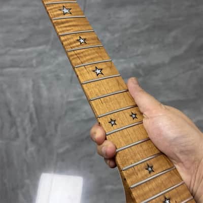 Roasted Flame Maple 22fret Electric guitar neck 25.5 Part satin star inlay image 6