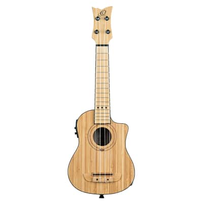 Ortega RUNAB-SO Bamboo Series Solid Bamboo Top & Neck 4-String Soprano Acoustic-Electric Ukulele w/Gig Bag image 4