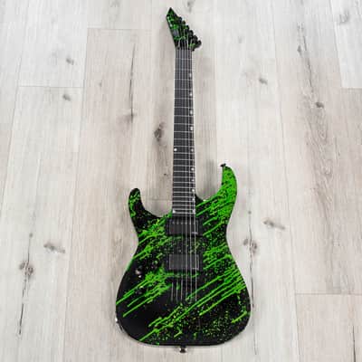 ESP USA Horizon-II Left-Handed Guitar, Ebony Fretboard, EMG 57 / 66 Pickups, Alien Blood Splatter image 3