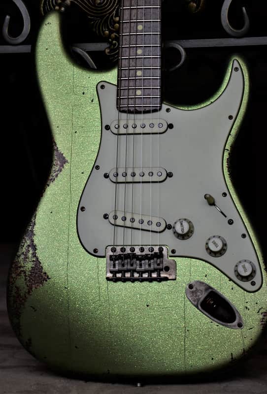 American Fender Stratocaster Custom Heavy Relic Lime Green Sparkle "Duncan Antiquities" image 1