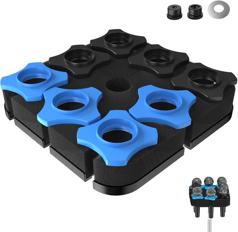 Multi Microphone Holder Up to 8 Mics - Aluminum Mic Holder for Handheld Wired & Wireless Mics, Mounts on 5/8", 3/8", 1/4" Threaded Stand, Ideal for Church & Stage Mic Display and Organizer, Foam image 1