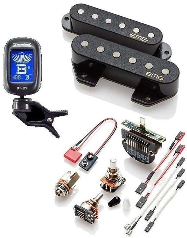 EMG T52 BLACK RETRO ACTIVE VINTAGE 1952 REPLACEMENT PICKUP SET FOR TELE SWITCH POTS & WIRING (TUNER) image 1