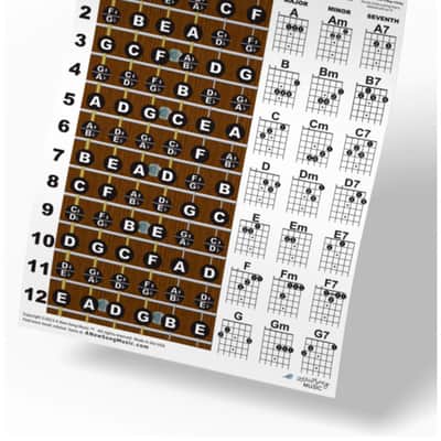 A New Song Music Guitar Fretboard & Chord Chart Instructional Poster 11x17 Beginner Easy Instruction image 2