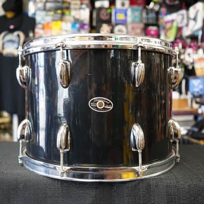1970s Vintage Slingerland USA 14" Maple Tom w/ Rings - Jet Black Wrap | 10x14" image 1