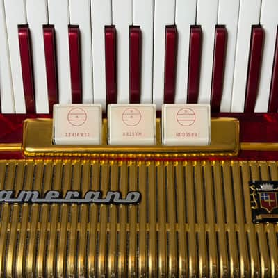 Pearl Red & White Camerano By Scandalli Piano Accordion LM (41key/120Bass) Italy image 3