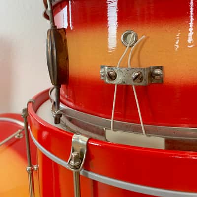 Decolite 4-Piece Drum Set Vintage Gretsch Jasper Shells 13-16-20-5x14 60s - Red Yellow Duco image 11