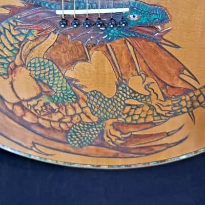 Blueberry Handmade Double Cutaway Grand Concert Acoutic Guitar Dragon Motif image 20