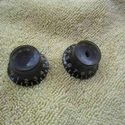Vintage Gibson Reflector Knobs 1960's Era Black Vintage Gibson Top Hat Knobs Vintage Correct READ ENTIRE DESRIPTION image 1