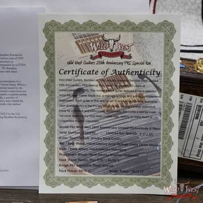 PRS Wild West Guitars 25th Anniversary Limited Run Wood Library Artist Package Hollowbody II Piezo Frostbite Fade (Private Stock Color) 5.40 LBS (US Only / No International Shipping) image 12