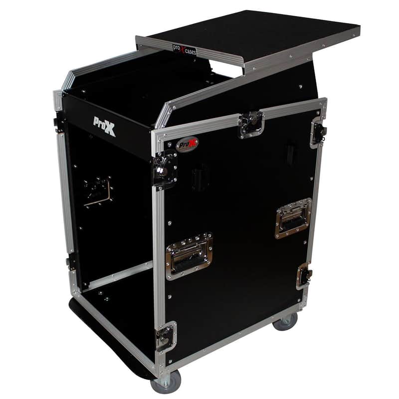 ProX T-16MRSS13ULT Flight Case with Laptop Shelf and Casters for 16U Rack x 13U Top Mixer DJ Combo image 1