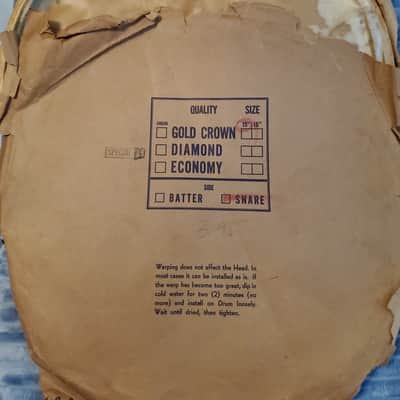 WOW! 1920 1930 1940s * 15" CALFSKIN DRUMHEAD N.O.S. SNARE BOTTOM * Factory labeled "SPECIAL" SELECTION & GOLD CROWN! Highest possible QUALITY! *New Old Stock* in ORIGINAL PACKAGING* Never been on a drum! Calf Skin Head image 4