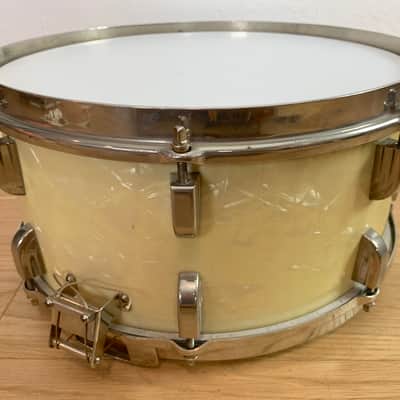 Leedy Broadway Standard Snare Drum 1940s White Marine Pearl Super Clean image 9