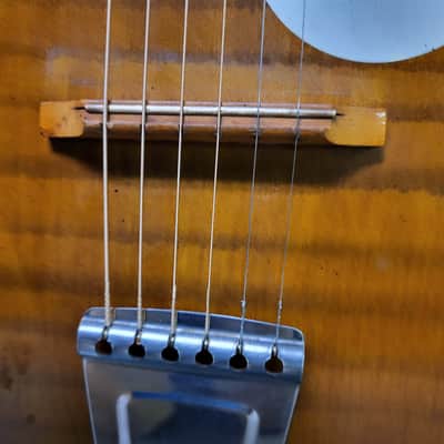 1960's Kay Musical Note Faux Tiger Stripe Parlor Student Guitar Pro Setup Original Soft Shell Case image 4