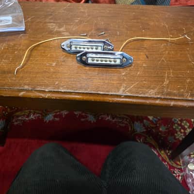 Teisco? Univox? Single Coil Pickup Pair w Mounting Rings MIJ 1960s image 1