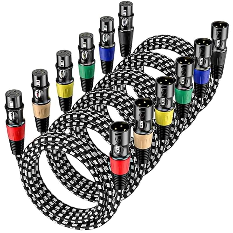 XLR Cable 6ft 6 Packs, Braided XLR Male to Female Balanced Microphone Cable, Gold Plated 3-Pin XLR Mic Cable, XLR Speaker Cable for Mixer, Amplifiers, Record image 1