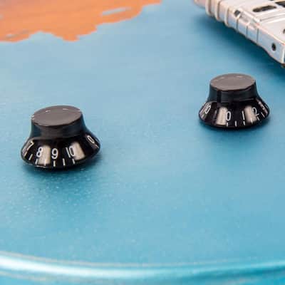 Vintage V120 ICON Electric Guitar ~ Distressed Gun Hill Blue Over Sunburst image 8