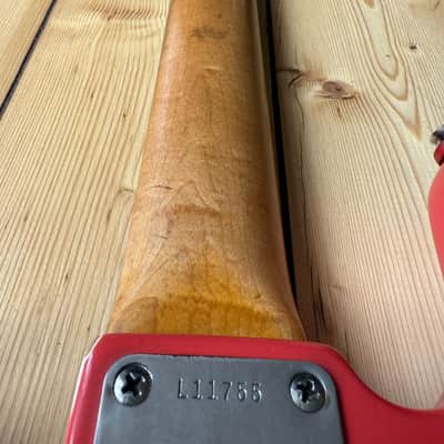 1963 Fender Precision Bass Guitar Fiesta Red image 19
