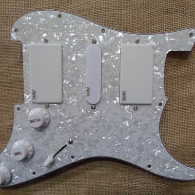 Handmade pre-wired Strat HSH pickguard, with HB split, Treble Bleed & Tele Mode (Neodymium PUPS) image 1