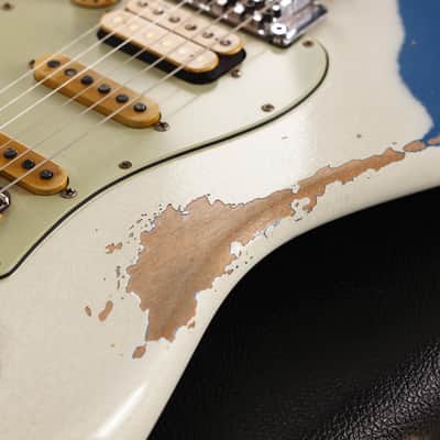 Fender Custom Shop White Lightning Stratocaster HSS Olympic White over Lake Placid Blue 2020 image 10