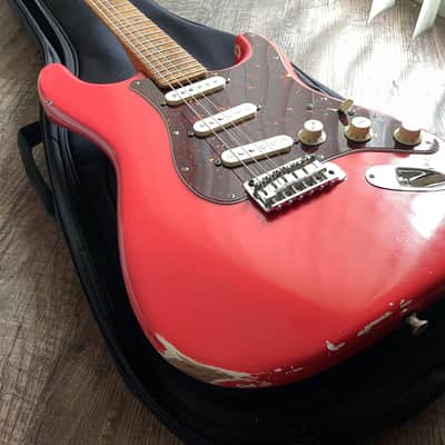 Warmoth Partscaster Fiesta Red Nitro With Fender Neck And SCN Noiseless Pickups image 1