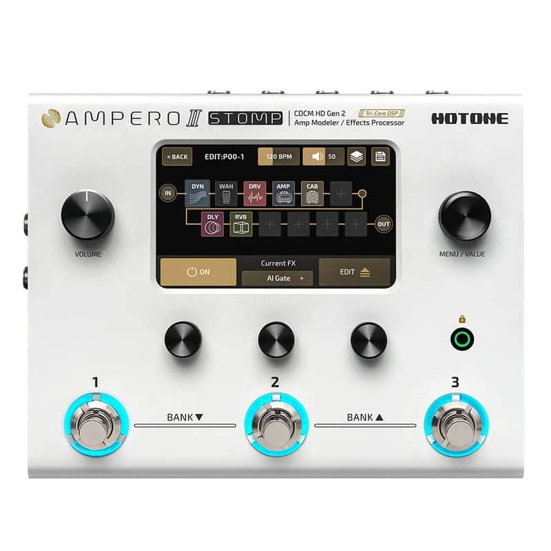 HOTONE Guitar Multi Effects Processor Multi Effects Pedal Touch Screen Guitar Bass Amp Modeling IR Cabinets Simulation Guitar Effects Pedal Multi FX Processor Ampero II Stomp image 1