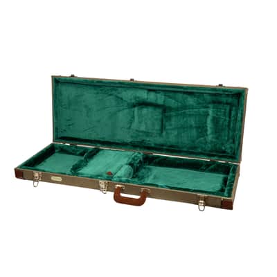Crossrock Master Series - Wooden Telecaster&Stratocaster Electric Guitar Case - Security Lock, Genuine Leather Handle, Reinforced Hardware, Metal Feet, Storage Space- Olive Green Tweed image 6