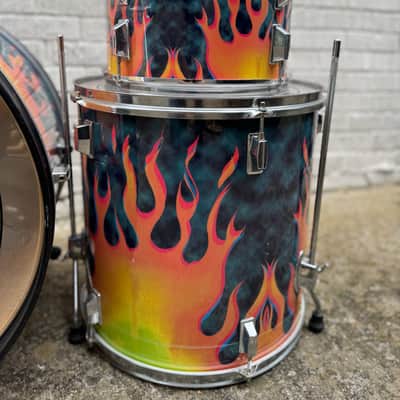 Vintage Pearl Fire Flame / Flaming Hot Cool Ranch Dorito Drums of Fury 3 piece drum set kit shell pack 22/12/16 image 5