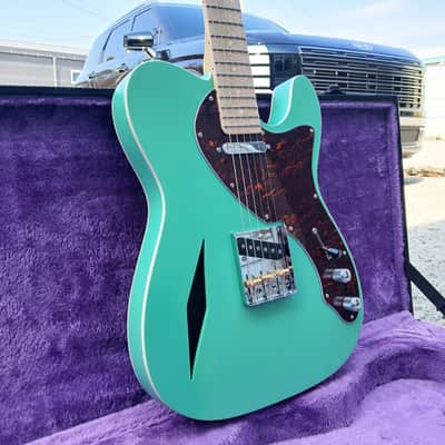 Custom Tele  Double binding Chamber body double binding surf green satin image 2