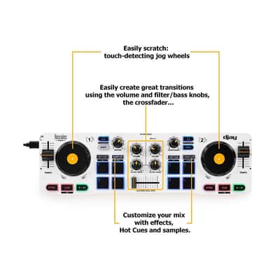 Hercules DJ Control Mix DJ Software Controller with Two Jog Wheels, White image 4